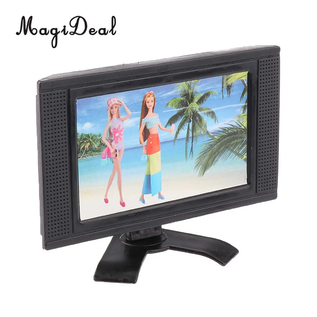 Dollhouse Stylish Entertainment Family Room LCD TV 3 3/8 Inch for Dolls House Simulation Appliances Furniture Decor Acc