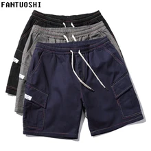 Новые мужские повседневные шорты, модные летние хлопковые шорты с эластичной резинкой на талии до колена, мужские свободные дышащие шорты большого размера