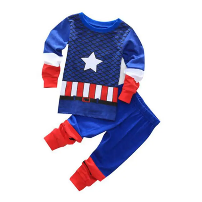 НОВЫЕ комплекты одежды для детей, модный костюм с мультяшным принтом Детские пижамные комплекты, Пижама для младенцев с длинными рукавами - Цвет: Тёмно-синий