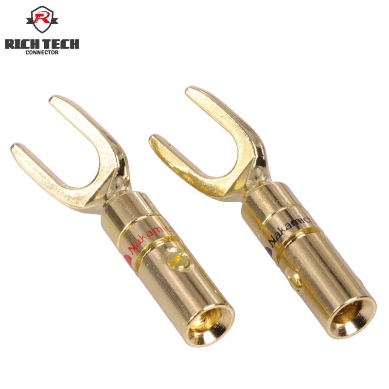Buy 8pcs/4pairs Banana plug Y U Fork Brass Speaker