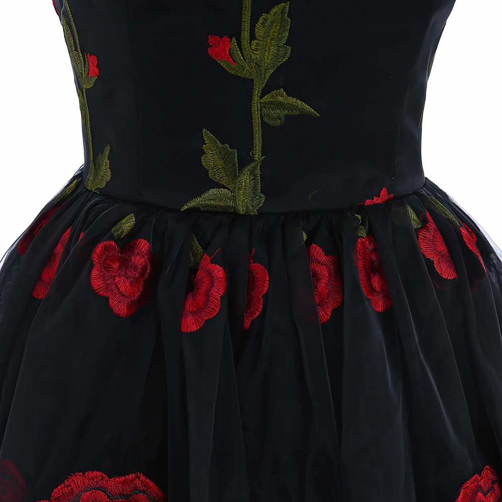 Длинное Элегантное женское вечернее платье черные вечерние платья Вышивка Роза кружево вечернее платье Ангел Novias