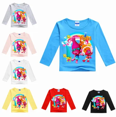 

2017 New 2-8Years hot sale kids shirt girls long sleeve tee shirts long sleeve kids costume cartoon printing 100% cotton
