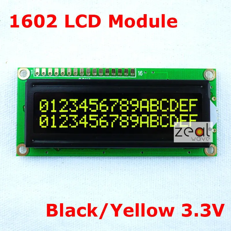 

16x2 1602 Character LCD Module Black Background / Yellow Characters 5V