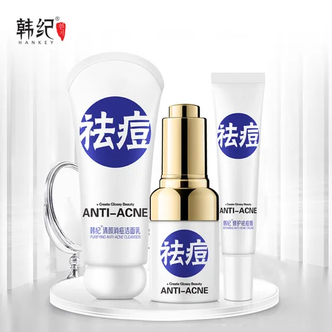Tratamento da Acne Cuidados da Pele Conjuntos de Branqueamento de Controle de Óleo Cuidados com o Rosto Creme Hidratante Anti Acne Herbal Limpeza Facial Beleza 3 Pcs