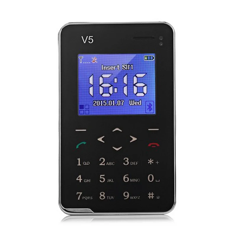 Multifunctional AEKU V5 6.9 mm Ultra Thin Card Phone Touch Keyboard Quad Band Multi languages Pocket Cell Phone PK AEKU M5