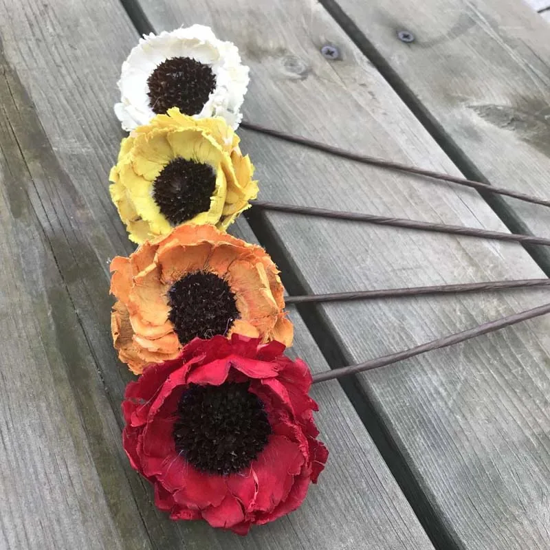 

6CM Head Real Natural Dried Flowers Artificial Corn Poppy Flower,Decorative Eternelle Roses Forever Sunflower With Wire Stem