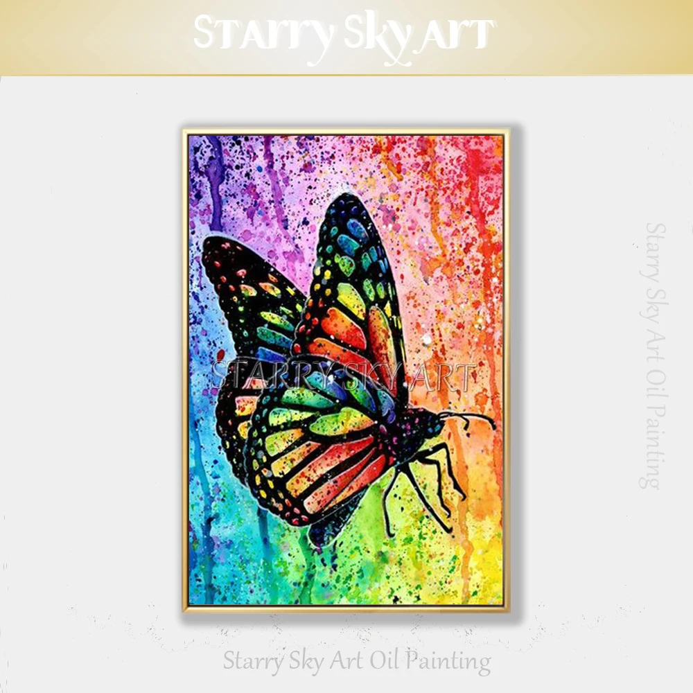 New Painting Hand-painted Abstract Insect Animal Butterfly Acrylic ...