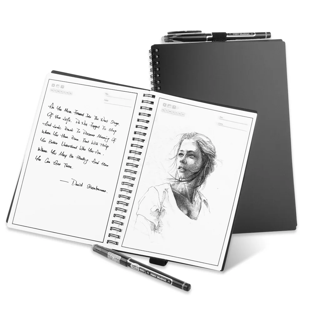 Skup Inteligentny, wielokrotnego użytku, wymazywalny notatnik A5 B5, papierowy, drutowy, Notebook, chmura, Flash, przechowywanie, dla, szkoła, materiały biurowe, App, połączenie