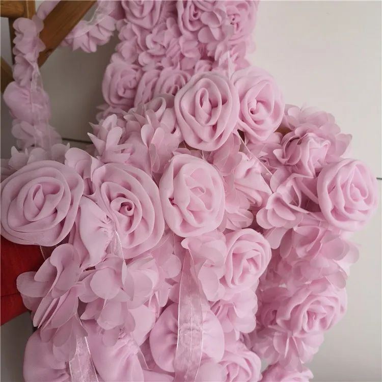 Шифоновая кружевная ткань с цветами, платье ручной работы фиолетового и розового цвета, юбка на лямках, кружевные аксессуары с розами RS2215