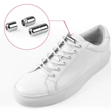 Унисекс, карамельный цвет, круглые металлические шнурки, ленивые эластичные, без галстука, Запирающиеся круглые шнурки для ботинок, для детей, взрослых, быстрая