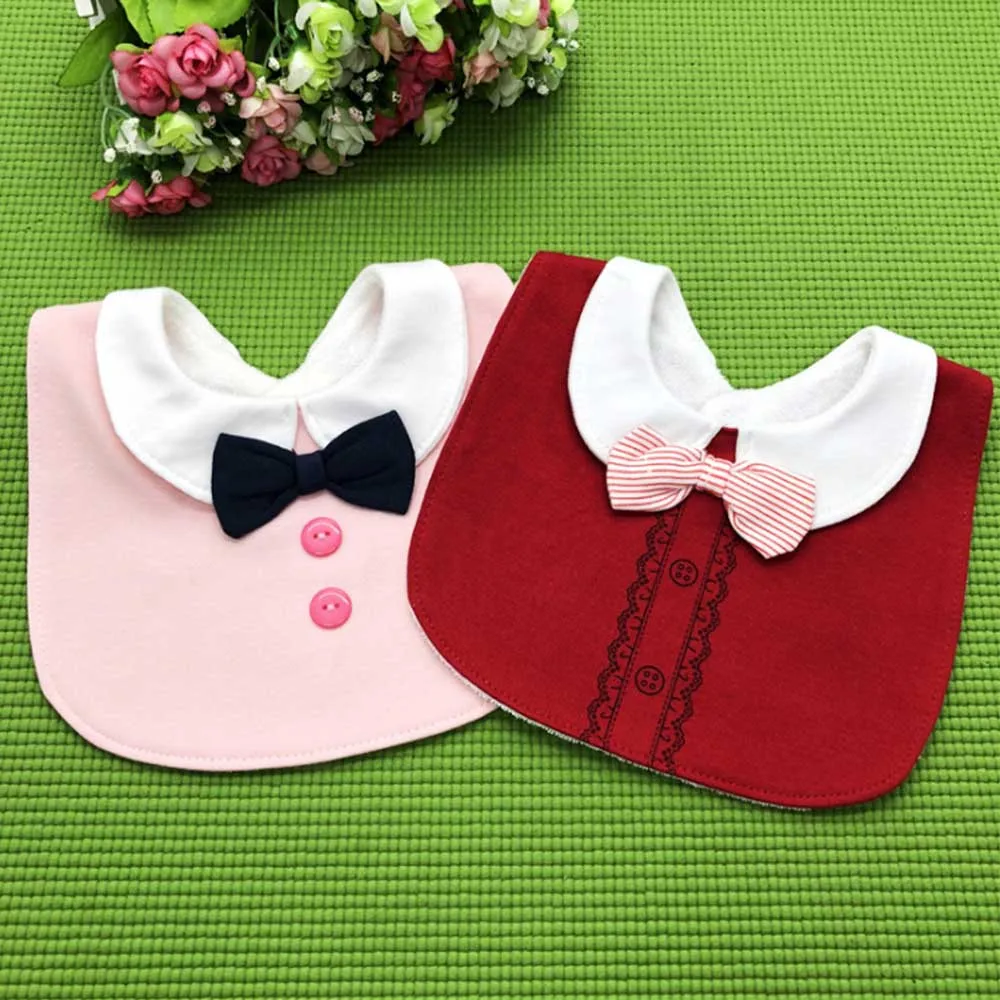 

Baby Boy Bibs Cotton Infant Girl Gentleman Bow Tie Design Feeding Apron Smock Cute Bandana Bib Scarf Towel Waterproof