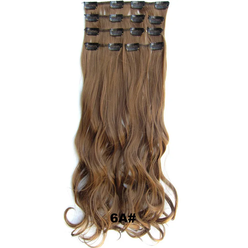 Jeedou Clip In Hair Extensions 7Pcs/Set Flase Hair Synthetic Natural Wavy Hairpiece Omber Color