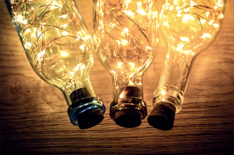 Nordic Creative Wood Deer Lamp LED Strip Lights Handmade Blue Glass Bottle Night Lights Art Deco USB Lighting Chirstmas Birthday Gift (7)