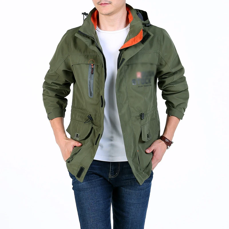 

2018 New Autumn Pizex Waterproof Windproof Thin Hooded Coat Jacket Large Size Sweat absorption flash drying men Casual outfit