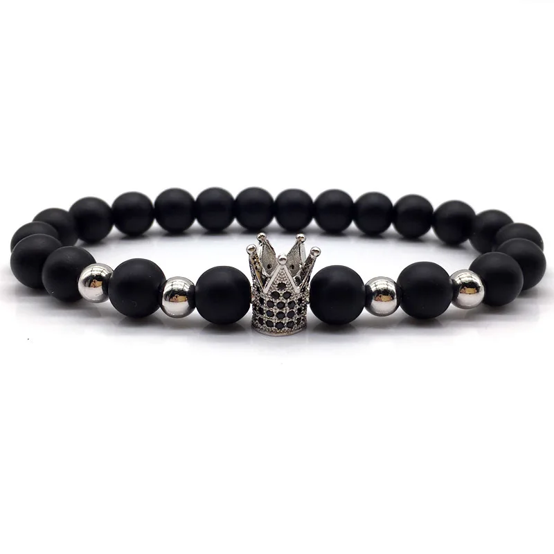 

Charm Crown Bracelet Men 2019 New Fashion Stone Bead Men Bracelet Classic Bead Bracelet For Men Women Jewelry Gift