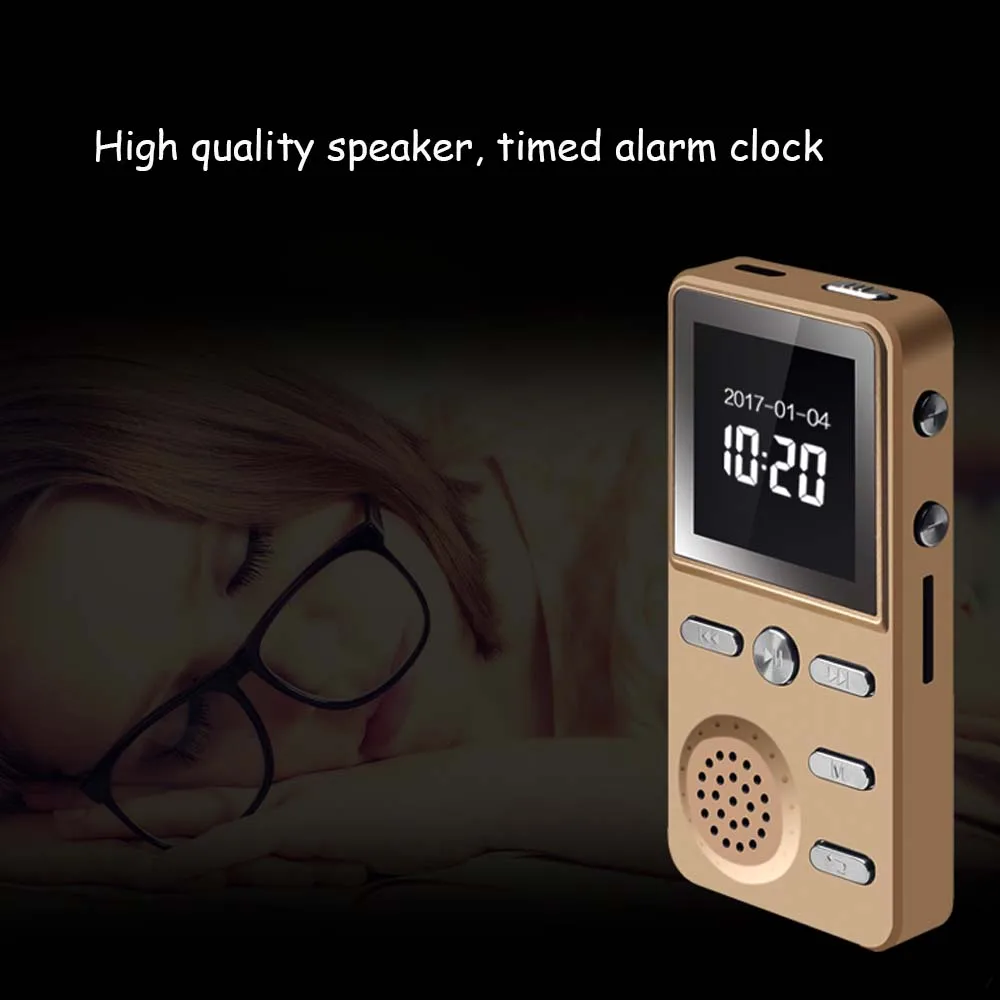 JINSERTA Metal 8GB MP3 Player Lossless HIFI MP3 Sport Music Multifunction FM Clock Recorder Loudly Stereo Players with USB Cable