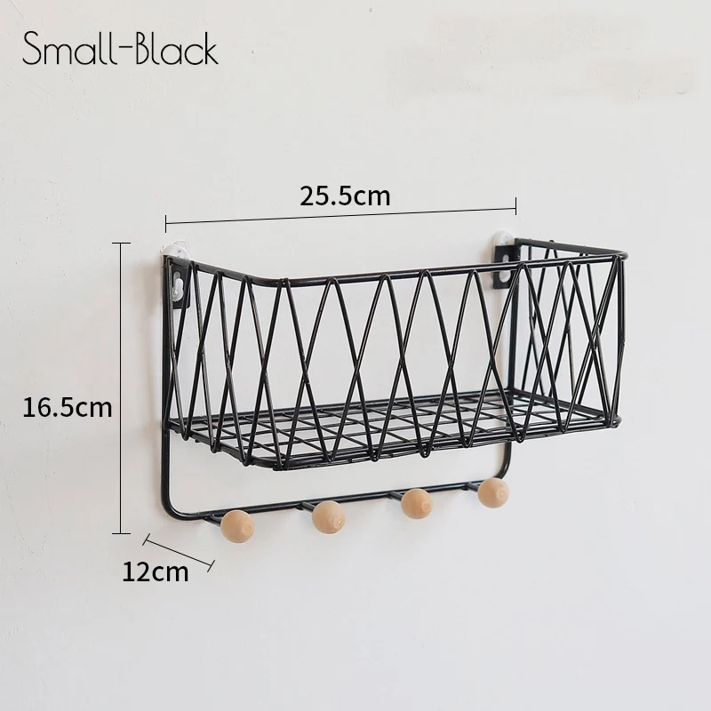 Настенный декор в скандинавском стиле, металлическая настенная полка в скандинавском стиле, Настенный декор в скандинавском стиле, полка для детской комнаты, декоративный органайзер, держатели для хранения - Цвет: black small