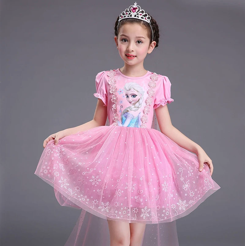 Disney Frozen Girl Dress Spring Summer Super Western Air Love Queen Princess Dress Summer Child Aisha Dress