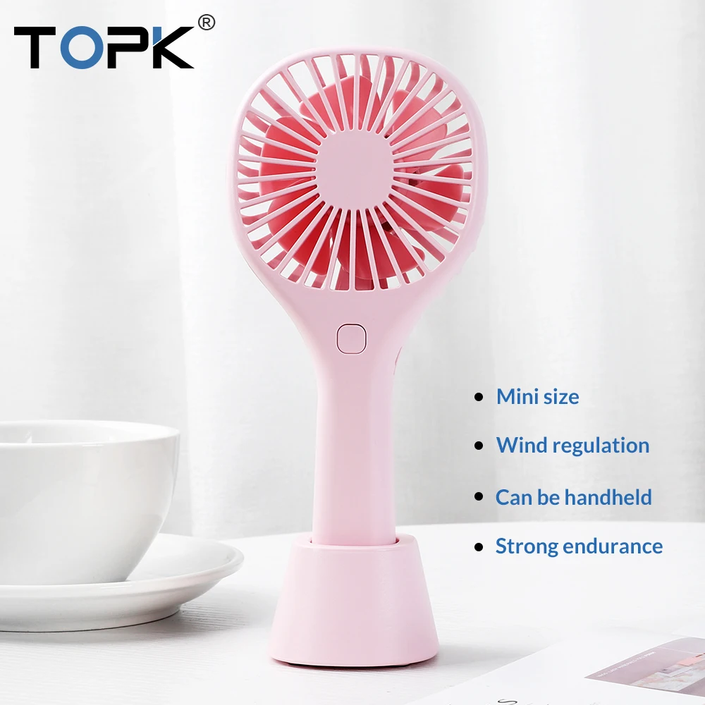 

TOPK Portable Mini USB Fan Handhold Rechargerble Built-in Battery Ajustment USB Fan Cooler Desktop For Outdoor Home