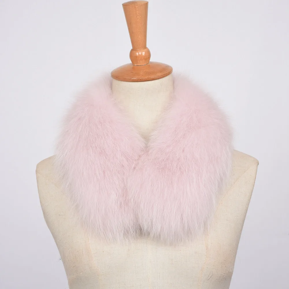 Женский шарф из натурального Лисьего меха, натуральный пушистый меховой воротник, модные стильные шали, зимний теплый шарф высокого качества S7451 - Цвет: Light Pink