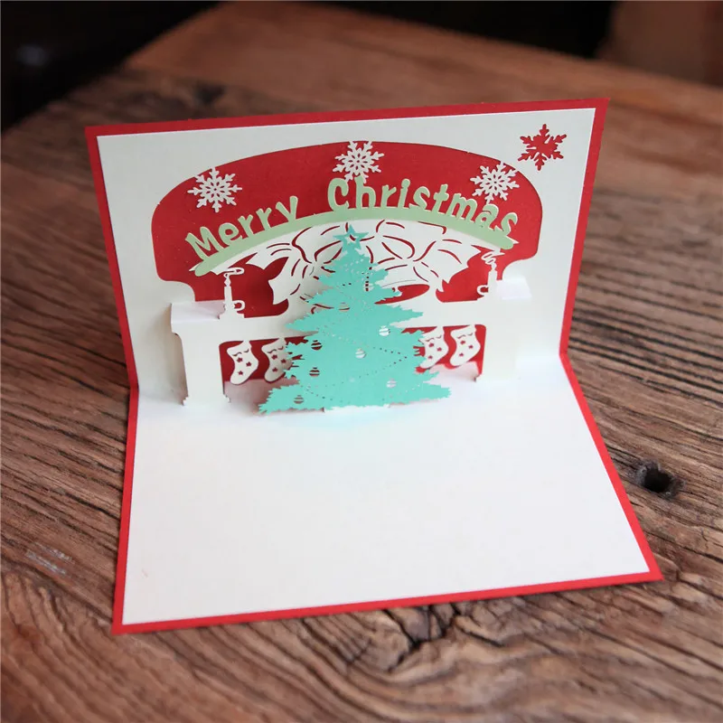Рождественский подарок колокольчик 3D лазерная резка всплывающие бумажные праздничные открытки ручной работы на заказ рождественские поздравительные открытки подарки для любимого