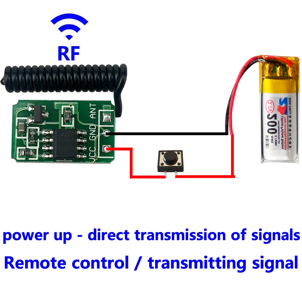 Радиочастотный 433 МГц модуль микропередатчика с дистанционным управлением мини маленький 3,7 в 4,5 в 6 в 9 в 12 В Аккумулятор беспроводной переключатель аксессуары