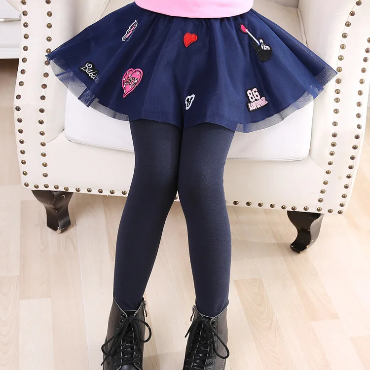 Удобная юбка-штаны для маленьких девочек; детская Кружевная юбка-брюки; детские леггинсы; брюки; юбка на рост 105-165 см; платье принцессы - Цвет: H