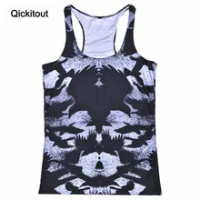 Qickitout топы летние женские блузки без бретелек без рукавов с цифровым принтом повседневные ремень черная ворона Mirage топы на бретелях женские жилеты