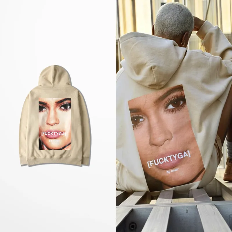 

tyga By Asler Beautiful Girl Print Mens Hoodies And Sweatshirts Khaki Color Cotton Harajuku Skateboard Sweatshirt Asia Size
