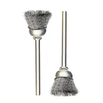 

10PCS Stainless Steel Wire Brush 2.35mm Mandrel Cleaning Brushes Grinder Rotary Tool Drill Accessories Removal Polishing Burr