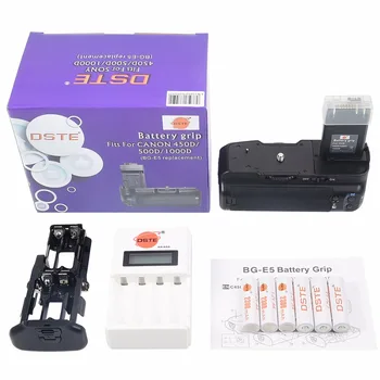 

DSTE BG-E5 Battery Grip with 6x Rechargeable Batteries AA Ni-MH Battery and Charger for Canon EOS 1000D 500D 450D DSLR Camera