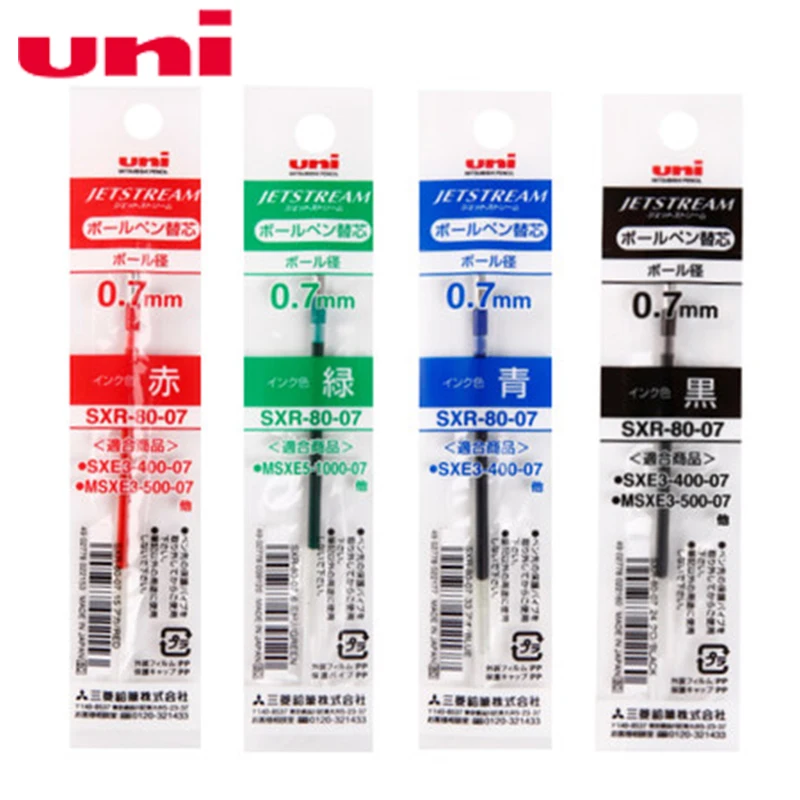 

Uni SXR-80-07 Refills for MSXE5-1000-07 Ballpoint Pen 0.7 mm-4 colors packed (Each color 2 Pieces)