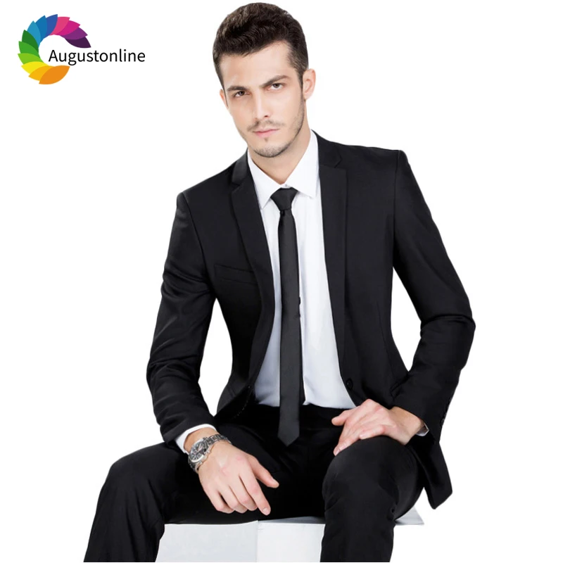 

Smart Casual Black Business Men Suits For Wedding Suits Groom Blazer Slim Fit Formal Custom Tuxedo Ternos Traje Hombre 2 Pieces