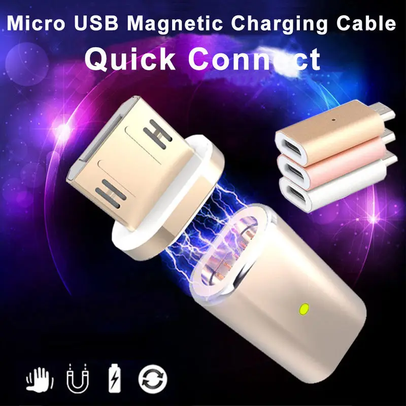 Rose Gold Silver Color Micro USB Magnetic Adapter Charger Cable Metal For font b Android b