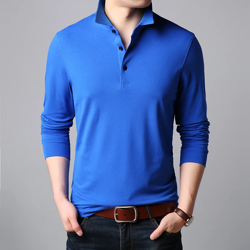 

2019 New Fashions Brands Polo Shirt Men Stand Color Long Sleeve Slim Fit Polos Mandarin Collar Boys Casual Mens Clothing