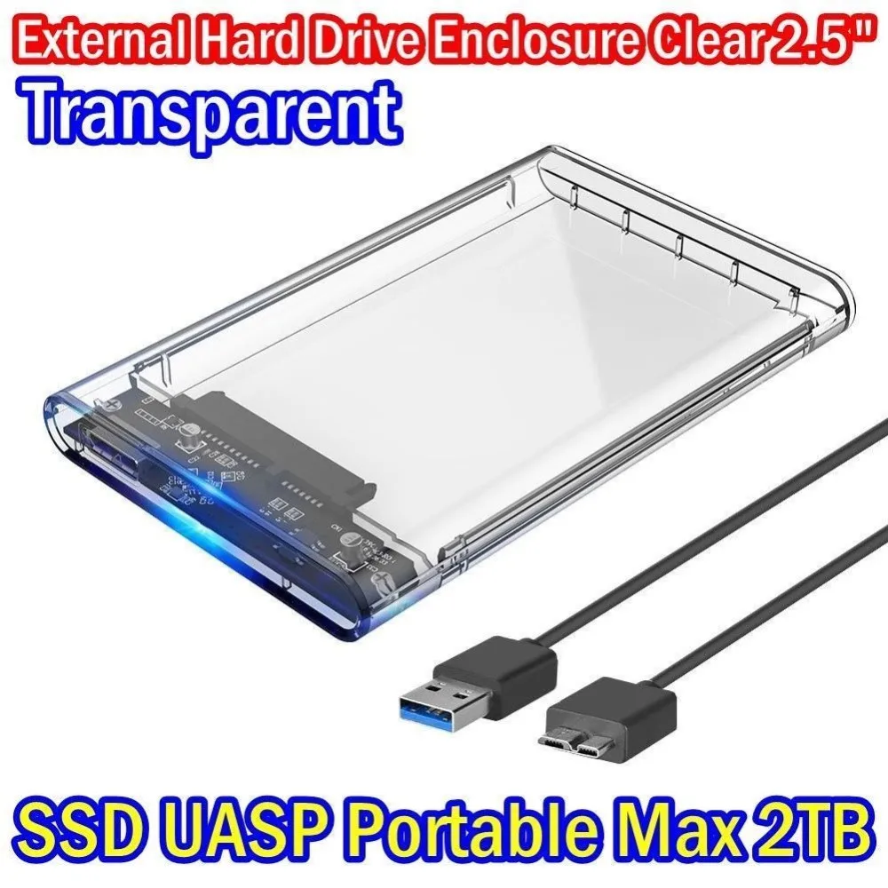 128*79*13 мм USB 3,0 прозрачный 2,5 дюймов SATA3 5gbps жесткий диск HDD Caddy чехол для внешнего жесткого диска HDD/SSD жесткий диск чехол