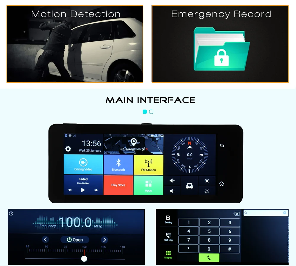 AUTOLOVER 682 DVR Android 5 0 регистраторы с 3g Sim карты wi fi спереди 140 градусов сзади зеркало