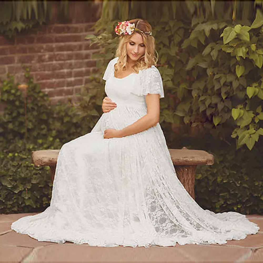 Женское цветочное кружевное платье с коротким рукавом для фотосъемки рукавами