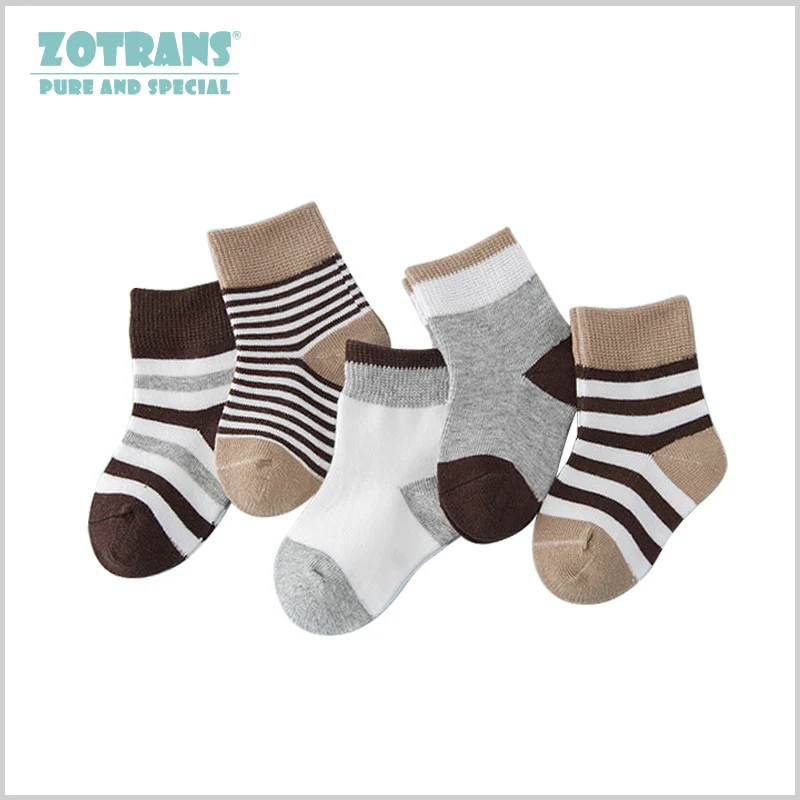 5 пара/лот, носки для маленьких мальчиков, хлопковые носки в полоску для новорожденных девочек на лето и осень, носки для малышей, короткие носки для детей 0-2 лет - Цвет: 2