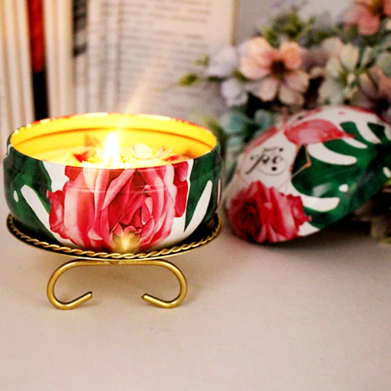 

Modern Geometric Round Wrought Iron Candlestick Table Decoration Ornaments Creative 3D Candles Holder for Home Living Room Decor