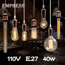 110V Lampada Edison Bulb Lamp Vintage Socket E27 Ceiling Lights 40w Filament Light Bulb DIY Rope Pendant Lamp Retro Luminaria