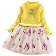 Свитер для девочек; платье принцессы; детское хлопковое Качественное кружевное платье с принтом; детская вечерняя одежда; милые вечерние платья для выпускного вечера для маленьких девочек