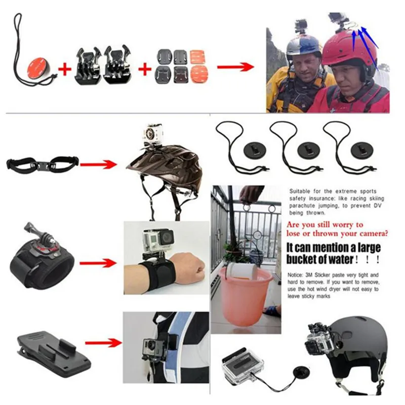 Sansnail para Gopro accesorios para ir pro hero 7 6 5 4 3 kit de 3 selfie palo para Eken h8r/xiaomi yi - 3