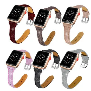

50pcs Luxury Bling Brand Leather Watchbands for Apple Watch Band Iwatch 38mm 42mm 40mm 44mm Size Bands Leather Sports Bracelet