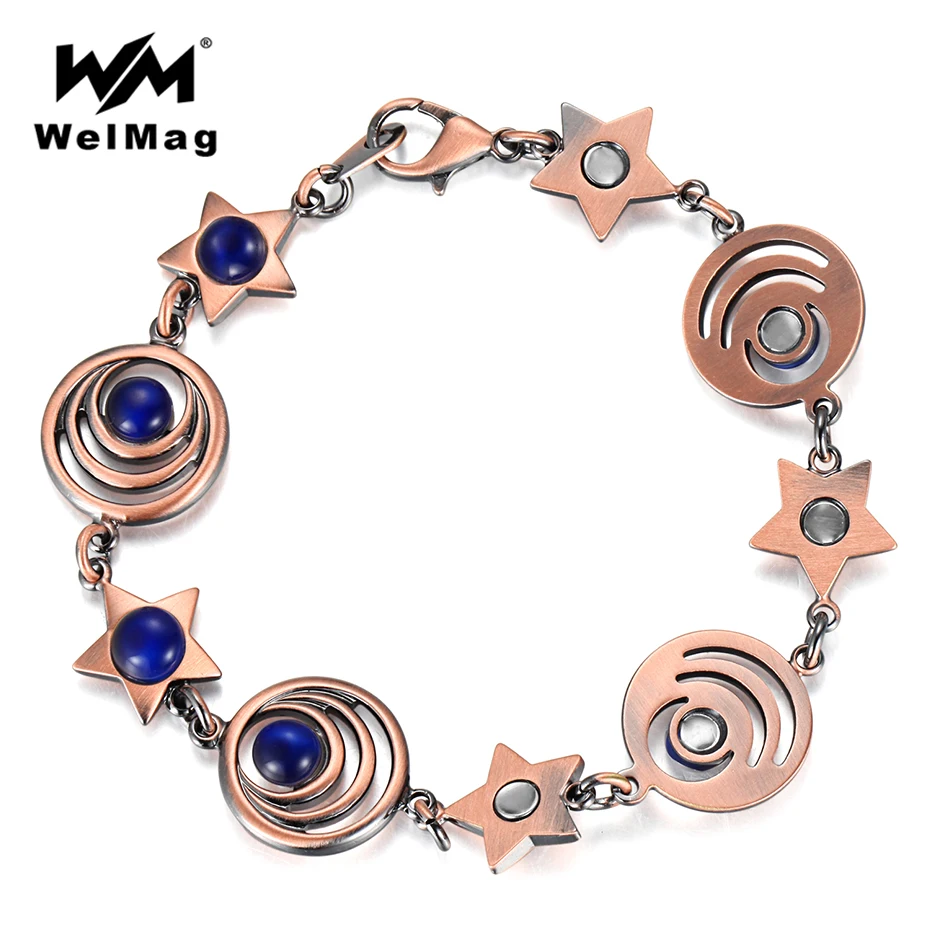 Купить женский браслет с синим опалом welmag медный в форме кошачьего