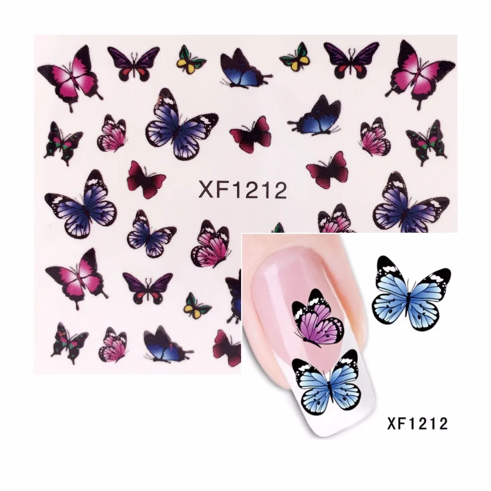 

YZWLE 1 Sheet Butterfly Pattern Water Nail Art Stickers Decals For Beauty 1212