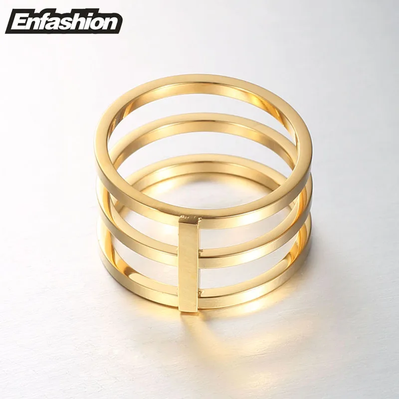 Enfashion 3 ряда многослойные кольца розовое золото цвет миди кольцо из нержавеющей