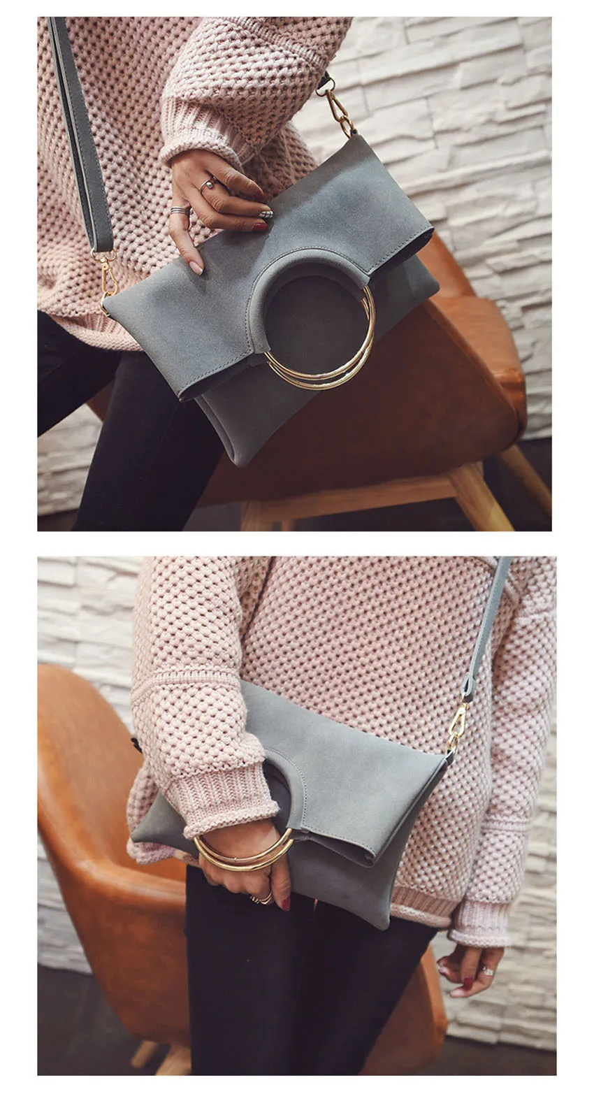Valenkuci новая женская сумка с круглым кольцом в ретро стиле из матовой кожи, композитные сумки через плечо, сумки-мессенджеры для женщин, сумка