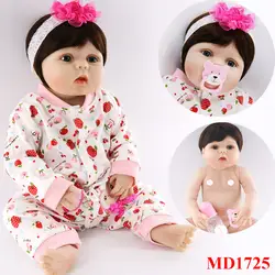 23 "57 см полная силиконовая кукла-младенец кукла для маленьких девочек reborn Детский Рождественский подарок bebes reborn corpo de silicone inteiro