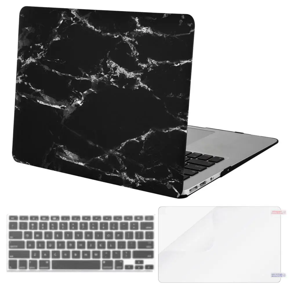 Чехол для ноутбука MOSISO для Apple MacBook Air Pro retina 11 12 13 15 жесткий чехол для ноутбука macbook Air 13+ чехол для клавиатуры - Цвет: Black Marble